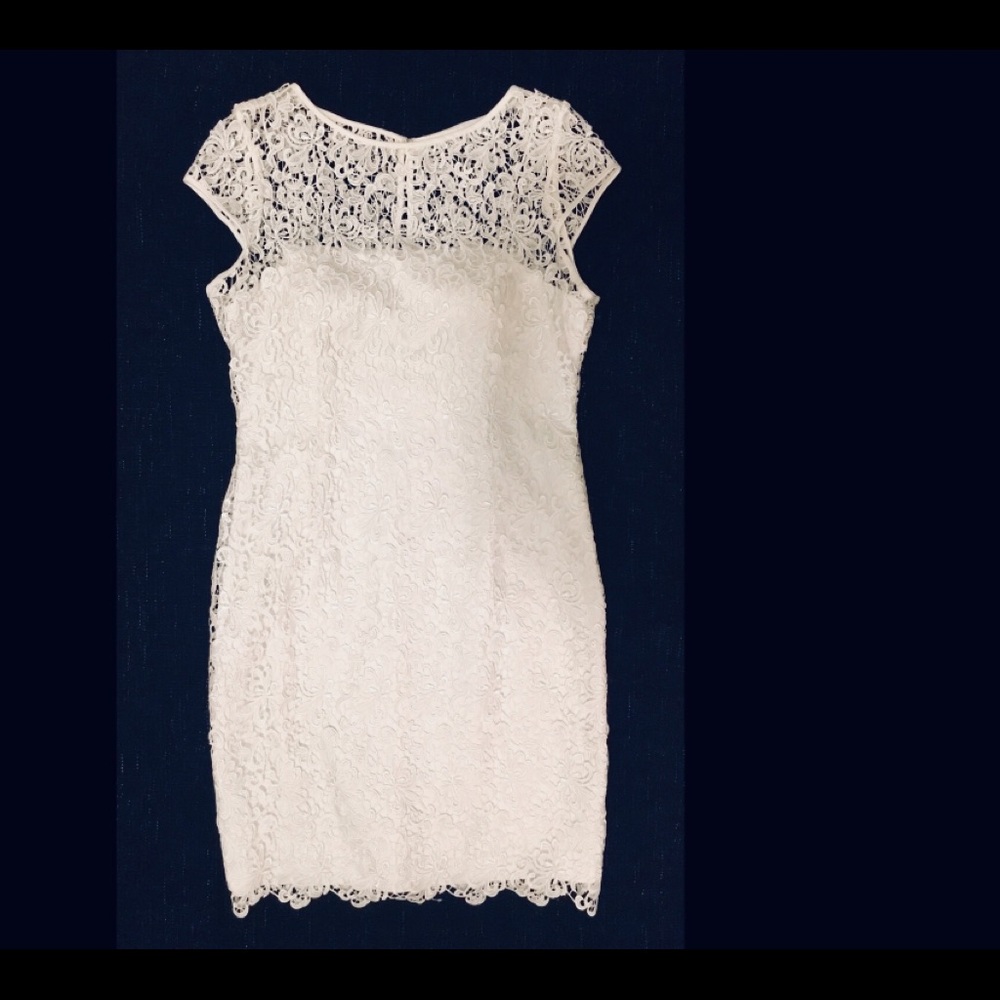 Adriana Papell Cap-Sleeve Illusion Lace Dress